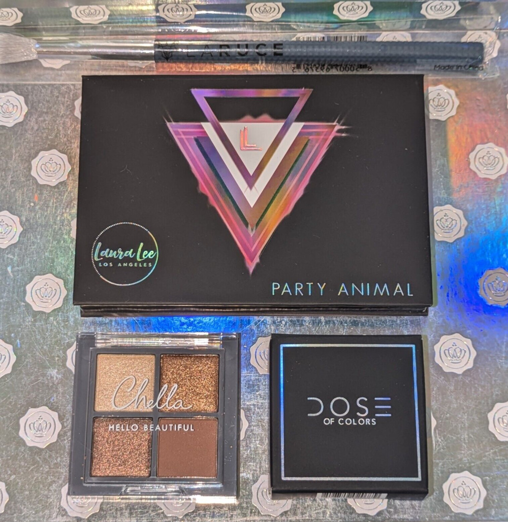 Bundle of 3 Eyeshadow 1 Brush ~ Laura Lee ~ Dose of Color ~ Chella ~ LARUCE ~New